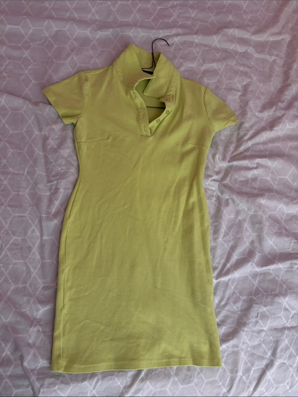 Forever 21 Lime Green Short-Sleeve Polo Midi Dress